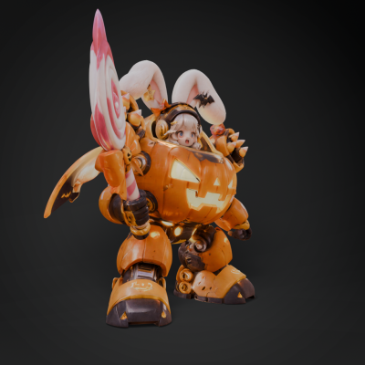 MK-III Pumpkin Bunny Mecha - Halloween 8K
