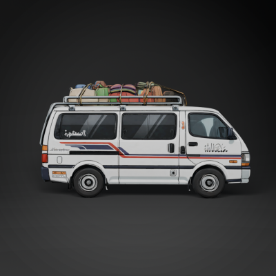 Loaded Van with Roof Rack