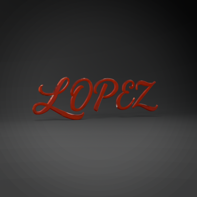3D Red Script Text 'LOPEZ'