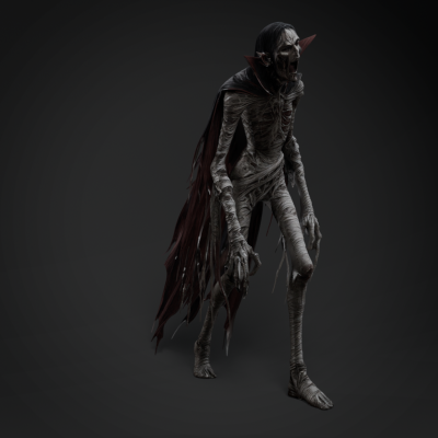 Eerie Mummy-like Creature with Tattered Cape
