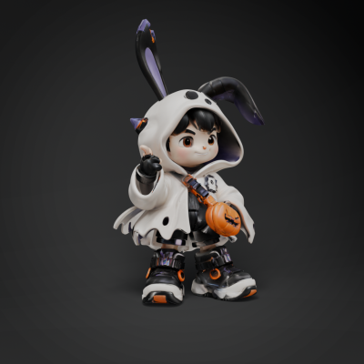 Adorable Halloween Bunny Figurine