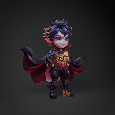 Charming Vampiric Character with Flowing Cape